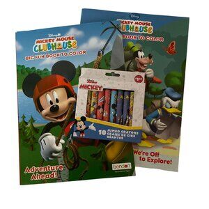 Mickey Mouse Coloring Book Bundle – 2 Big Fun Books with Crayons